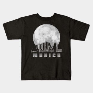 Munich Germany Skyline Full Moon Kids T-Shirt